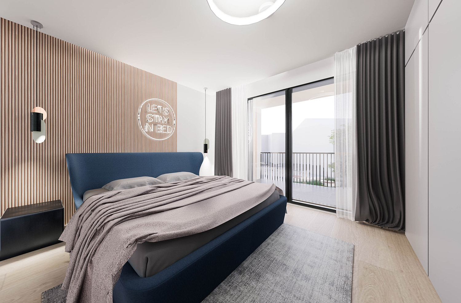 Rendering Eigentumswohnung Brunnenhof Schlafzimmer