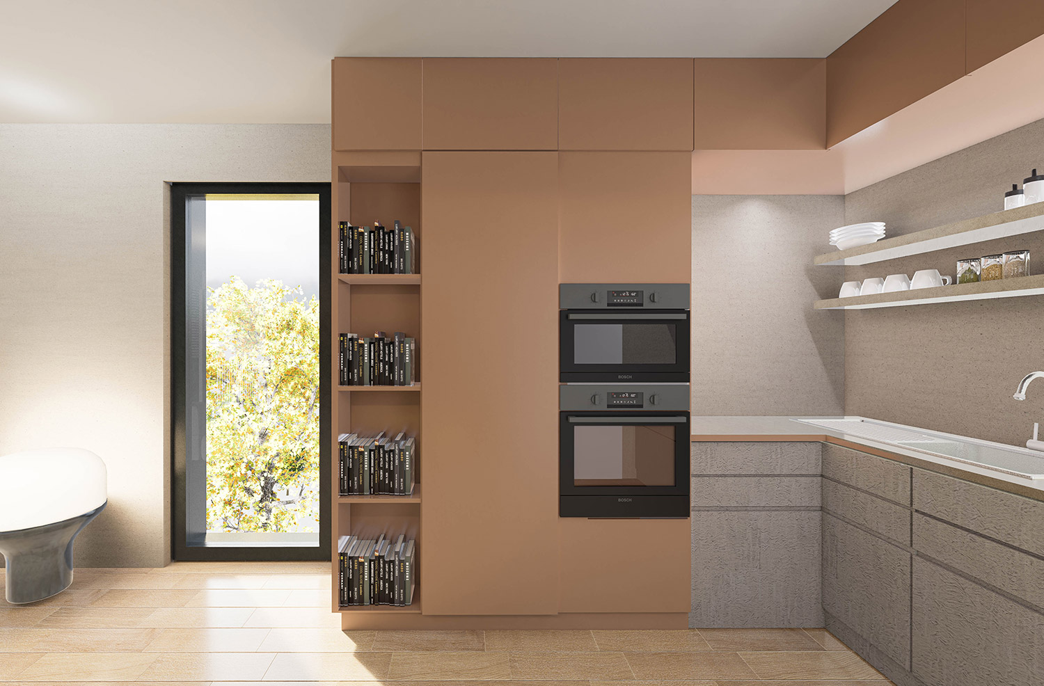 Eigentumswohnung Rendering Küche im Brunnenhof Irsch