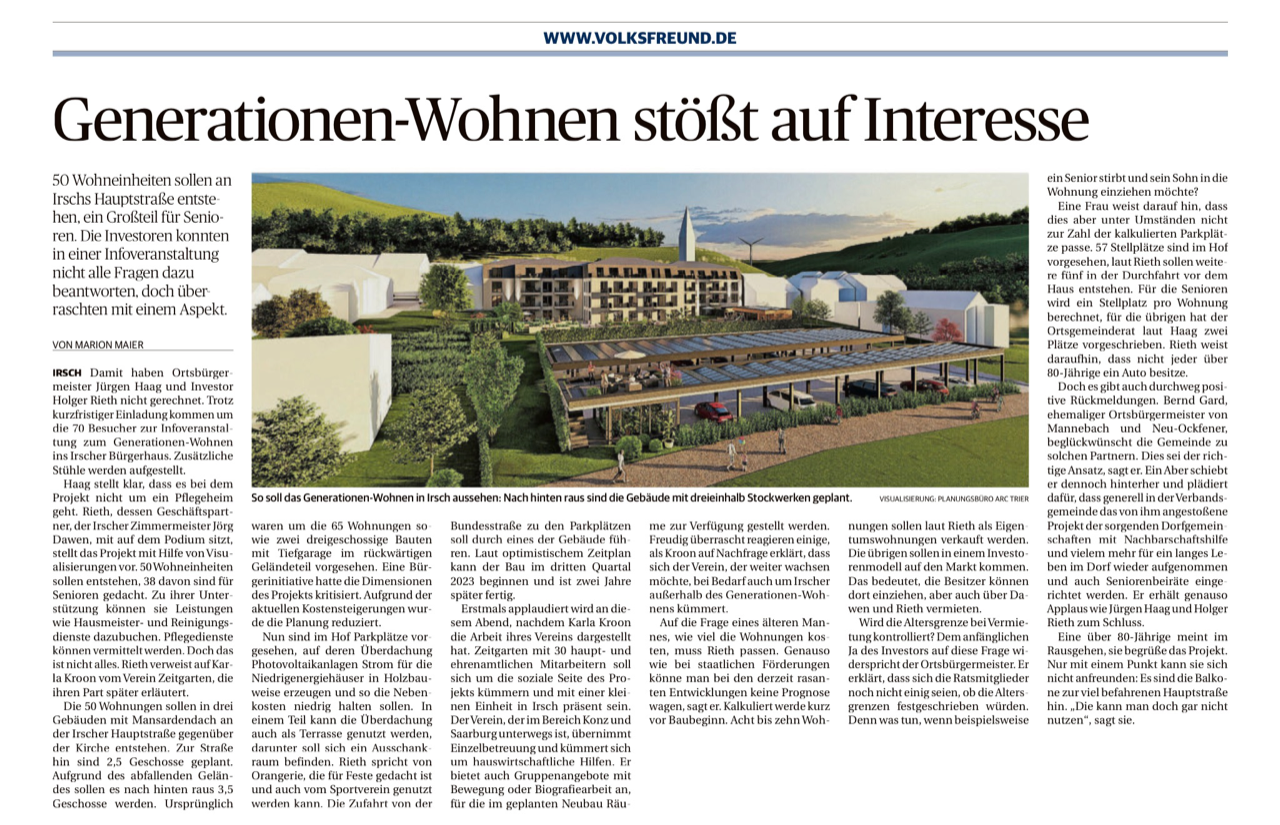 Quartier - Bei Hofhaus Zeitungsbericht